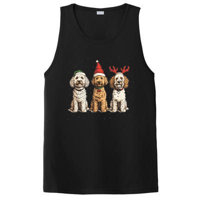 Cute Christmas Goldendoodle Dogs Santa Hat Reindeer Antlers Funny Gift PosiCharge Competitor Tank