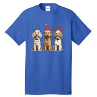 Cute Christmas Goldendoodle Dogs Santa Hat Reindeer Antlers Funny Gift Tall T-Shirt