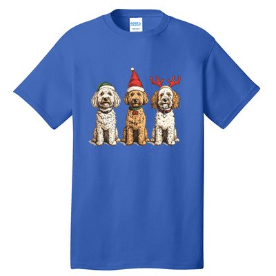 Cute Christmas Goldendoodle Dogs Santa Hat Reindeer Antlers Funny Gift Tall T-Shirt