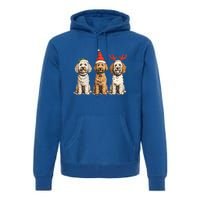 Cute Christmas Goldendoodle Dogs Santa Hat Reindeer Antlers Funny Gift Premium Hoodie