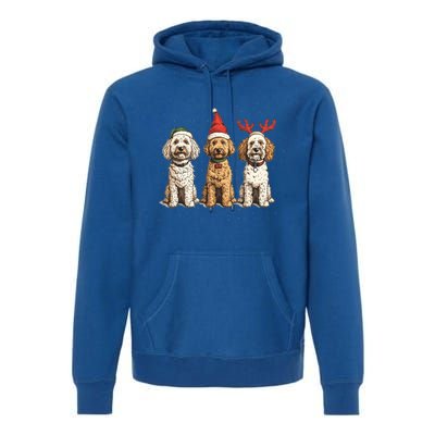 Cute Christmas Goldendoodle Dogs Santa Hat Reindeer Antlers Funny Gift Premium Hoodie