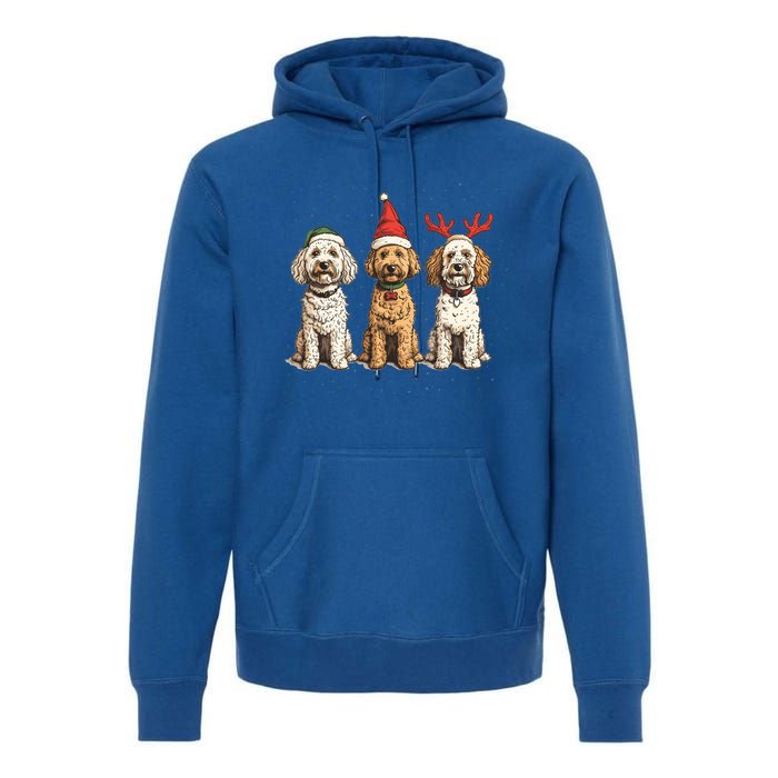 Cute Christmas Goldendoodle Dogs Santa Hat Reindeer Antlers Funny Gift Premium Hoodie