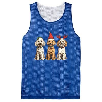 Cute Christmas Goldendoodle Dogs Santa Hat Reindeer Antlers Funny Gift Mesh Reversible Basketball Jersey Tank