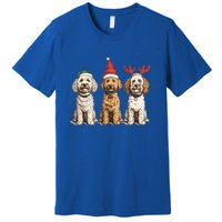 Cute Christmas Goldendoodle Dogs Santa Hat Reindeer Antlers Funny Gift Premium T-Shirt