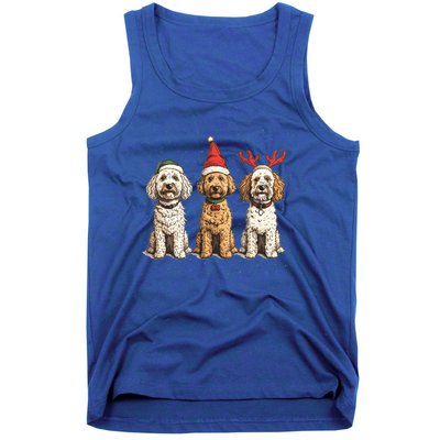 Cute Christmas Goldendoodle Dogs Santa Hat Reindeer Antlers Funny Gift Tank Top