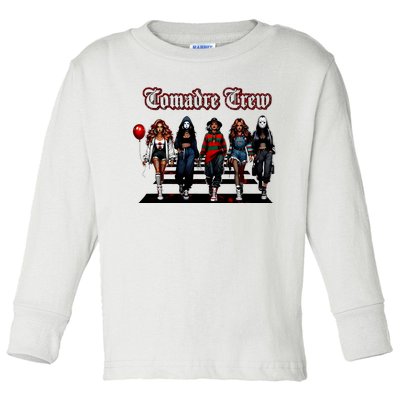 Comadre Crew Girly Horror Movie Character Halloween Toddler Long Sleeve Shirt