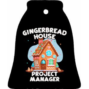 Cute Christmas Gingerbread House Project Manager Ceramic Bell Ornament