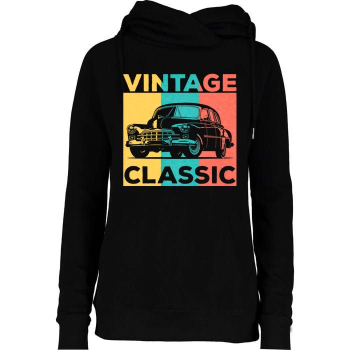 Classic Car Gift Vintage Car Enthusiast Womens Funnel Neck Pullover Hood