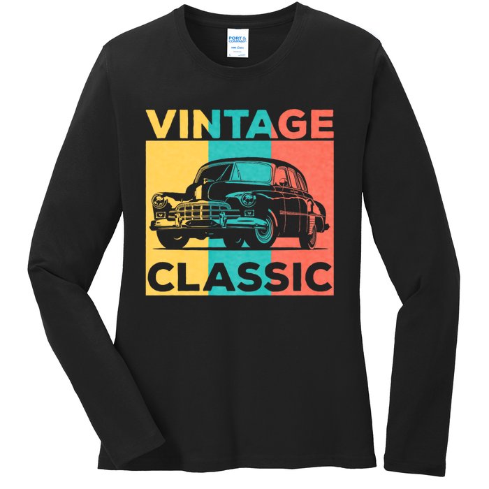 Classic Car Gift Vintage Car Enthusiast Ladies Long Sleeve Shirt