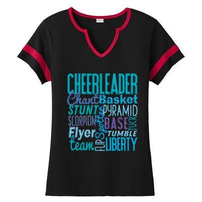 Cute Cheerleader Gift Blue Cheer Moves Cheerleading Coach Ladies Halftime Notch Neck Tee