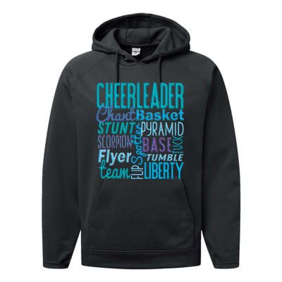 Cute Cheerleader Gift Blue Cheer Moves Cheerleading Coach Performance Fleece Hoodie