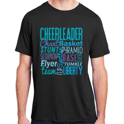 Cute Cheerleader Gift Blue Cheer Moves Cheerleading Coach Adult ChromaSoft Performance T-Shirt