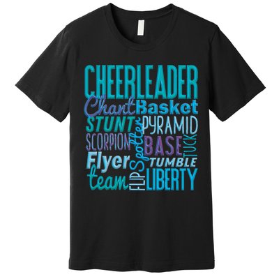 Cute Cheerleader Gift Blue Cheer Moves Cheerleading Coach Premium T-Shirt