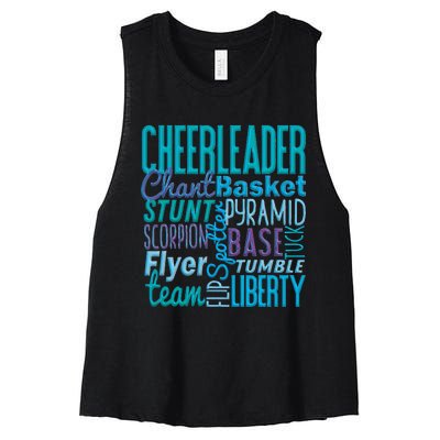 Cute Cheerleader Gift Blue Cheer Moves Cheerleading Coach Women's Racerback Cropped Tank