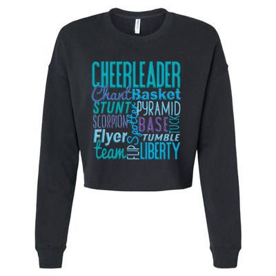 Cute Cheerleader Gift Blue Cheer Moves Cheerleading Coach Cropped Pullover Crew