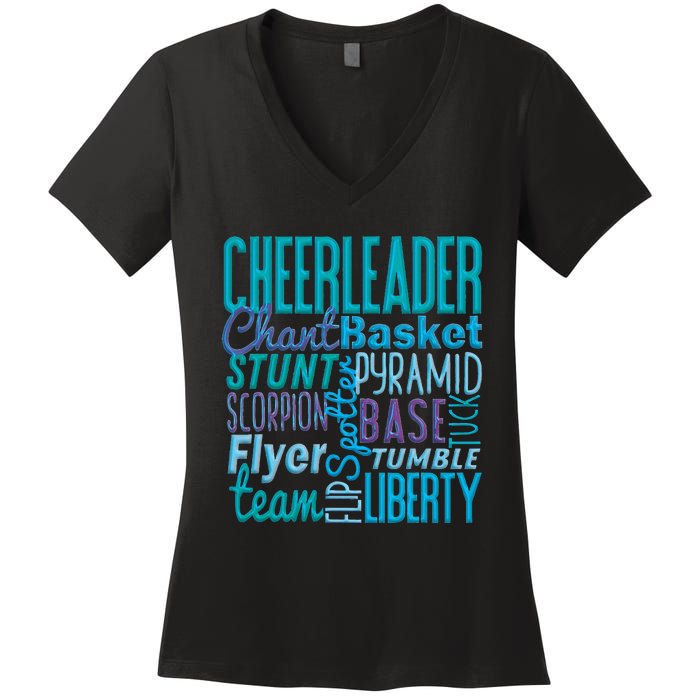 Cute Cheerleader Gift Blue Cheer Moves Cheerleading Coach Women's V-Neck T-Shirt