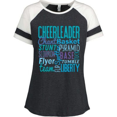 Cute Cheerleader Gift Blue Cheer Moves Cheerleading Coach Enza Ladies Jersey Colorblock Tee