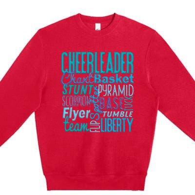 Cute Cheerleader Gift Blue Cheer Moves Cheerleading Coach Premium Crewneck Sweatshirt