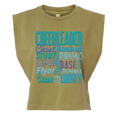 Cute Cheerleader Gift Blue Cheer Moves Cheerleading Coach Garment-Dyed Women's Muscle Tee