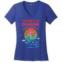 Climate Change Global Warming Awareness Earth Day Gift Women's V-Neck T-Shirt