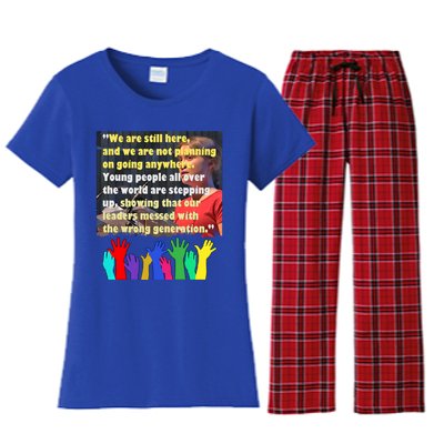 Climate Change Global Warming Awareness Gretas Movet Gift Women's Flannel Pajama Set