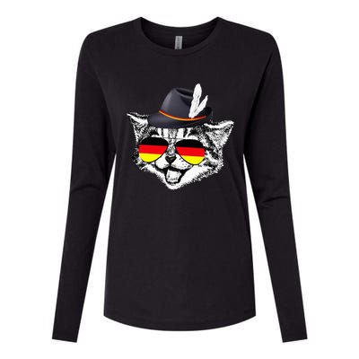 Cute Cat German Flag Oktoberfest Pride Germany Festival Womens Cotton Relaxed Long Sleeve T-Shirt