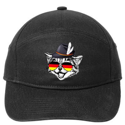 Cute Cat German Flag Oktoberfest Pride Germany Festival 7-Panel Snapback Hat