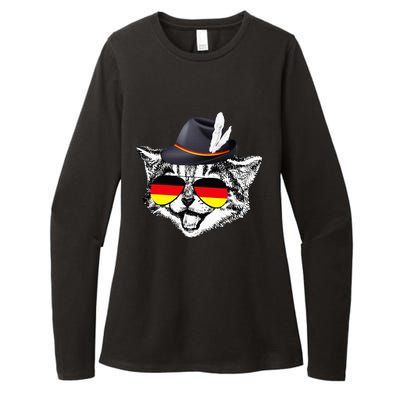 Cute Cat German Flag Oktoberfest Pride Germany Festival Womens CVC Long Sleeve Shirt