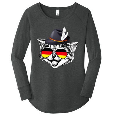 Cute Cat German Flag Oktoberfest Pride Germany Festival Women's Perfect Tri Tunic Long Sleeve Shirt