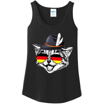 Cute Cat German Flag Oktoberfest Pride Germany Festival Ladies Essential Tank