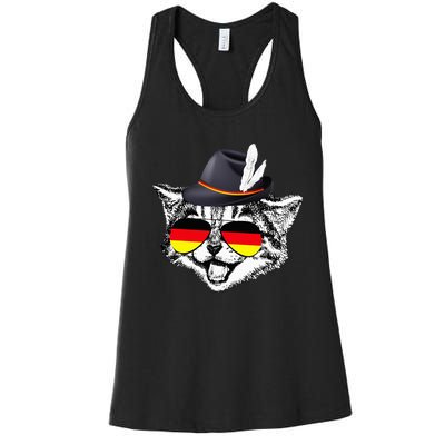 Cute Cat German Flag Oktoberfest Pride Germany Festival Women's Racerback Tank