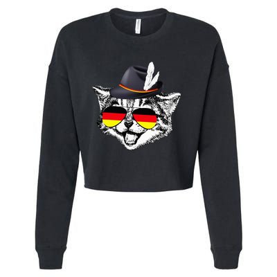 Cute Cat German Flag Oktoberfest Pride Germany Festival Cropped Pullover Crew