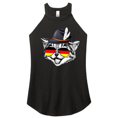 Cute Cat German Flag Oktoberfest Pride Germany Festival Women’s Perfect Tri Rocker Tank