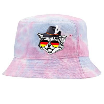 Cute Cat German Flag Oktoberfest Pride Germany Festival Tie-Dyed Bucket Hat