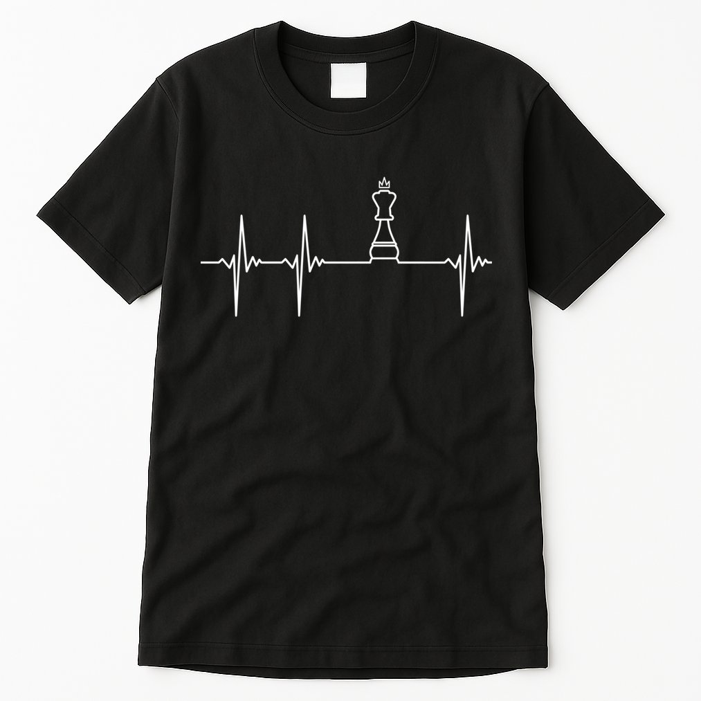 Chess Cool Gift Heartbeat King Piece Gift Chess Players Lovers Tall T-Shirt