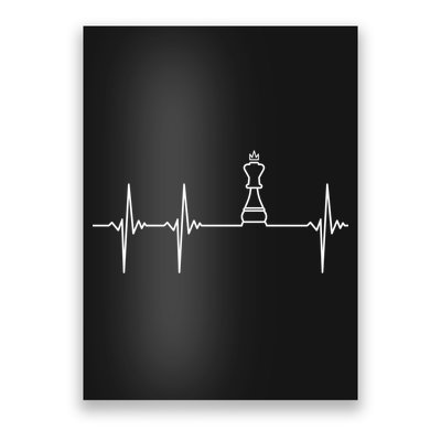Chess Cool Gift Heartbeat King Piece Gift Chess Players Lovers Poster