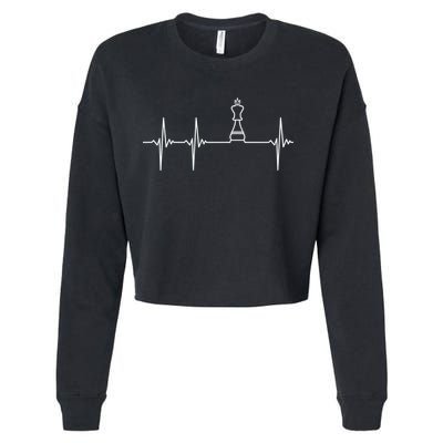 Chess Cool Gift Heartbeat King Piece Gift Chess Players Lovers Cropped Pullover Crew