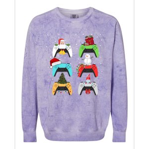 Christmas Controllers Gaming Video Game Santa Claus Gift Colorblast Crewneck Sweatshirt