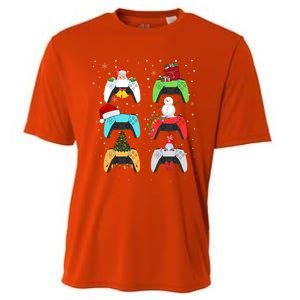 Christmas Controllers Gaming Video Game Santa Claus Gift Cooling Performance Crew T-Shirt