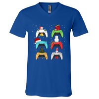 Christmas Controllers Gaming Video Game Santa Claus Gift V-Neck T-Shirt