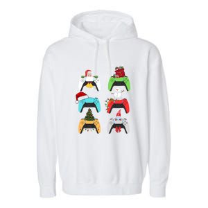 Christmas Controllers Gaming Video Game Santa Claus Gift Garment-Dyed Fleece Hoodie