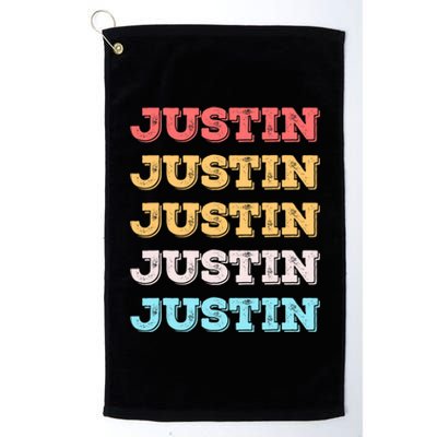 Cute Custom Gift Justin Name Personalized Platinum Collection Golf Towel