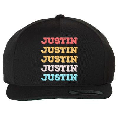 Cute Custom Gift Justin Name Personalized Wool Snapback Cap