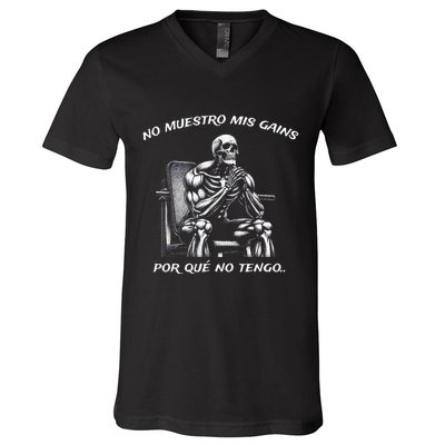 Calacas Chidas Gym Mexican Sayings V-Neck T-Shirt