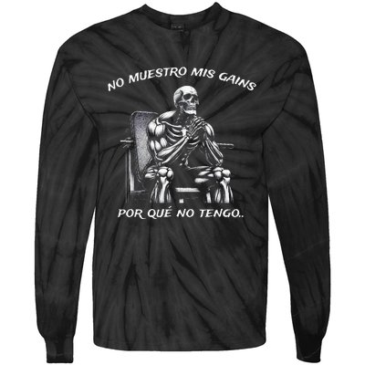 Calacas Chidas Gym Mexican Sayings Tie-Dye Long Sleeve Shirt