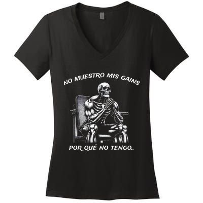 Calacas Chidas Gym Mexican Sayings Women's V-Neck T-Shirt