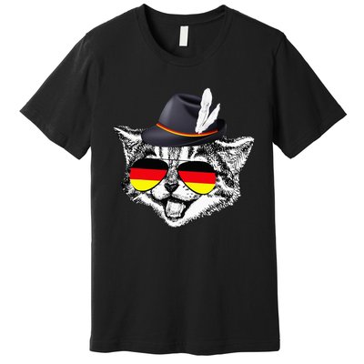 Cute Cat German Flag Oktoberfest Pride Germany Festival Premium T-Shirt