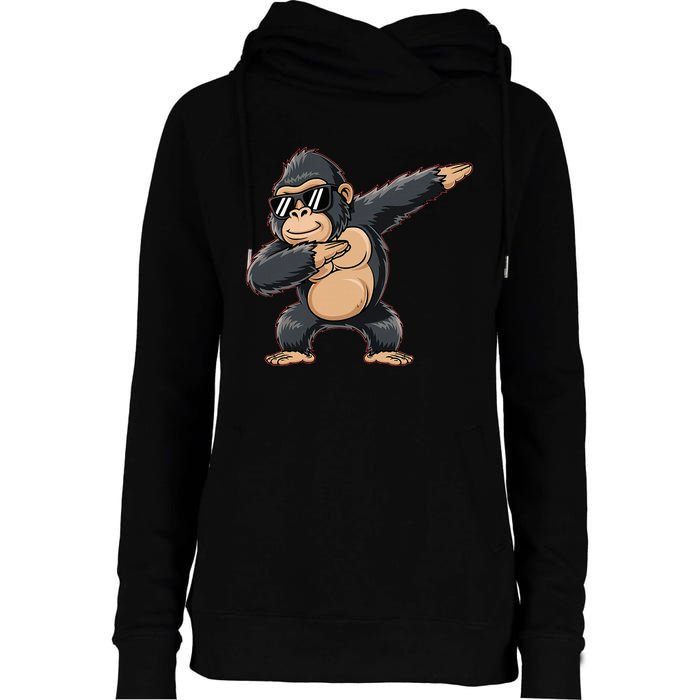 Cool Cartoon Gorilla Dabbing Funny Womens Funnel Neck Pullover Hood