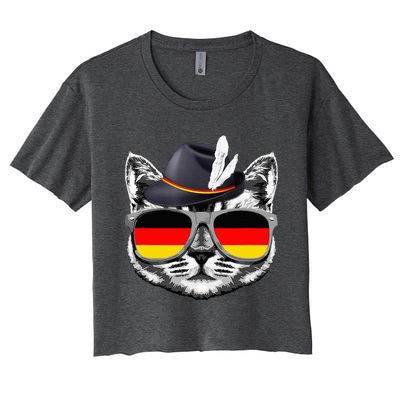 Cute Cat German Flag Oktoberfest Pride Germany Festival Women's Crop Top Tee