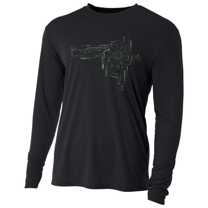 CPU Chip Gift Electrical Engineers Computer Circuit Board Cooling Performance Long Sleeve Crew